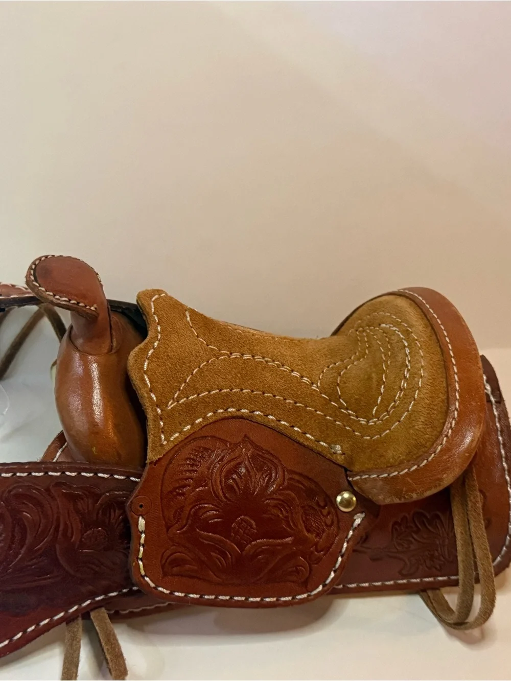 Vintage Miniature Leather Saddle